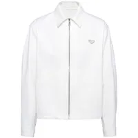 prada veste zippée à plaque logo - blanc
