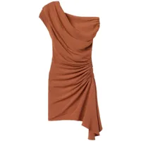 a.l.c. robe drapée poppy à coupe courte - marron