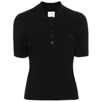 courrèges logo-patch knitted polo top - noir