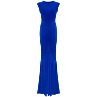 norma kamali robe longue à col v profond - bleu