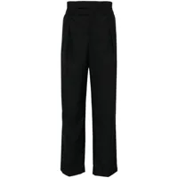 lemaire pantalon droit à détails de plis - noir