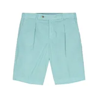 pt torino pleat-detail seersucker shorts - bleu