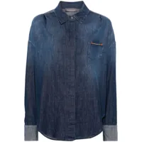 lorena antoniazzi chemise en jean à design colour block - bleu