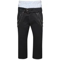 bluemarble pantalon court à ceinture double - noir