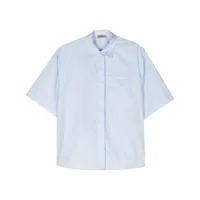 herno chemise en coton à logo brodé - bleu