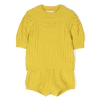 elisabetta franchi la mia bambina logo-embossed knitted short set - jaune