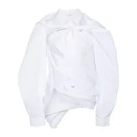 pushbutton chemise torsadé à ourlet asymétrique - blanc