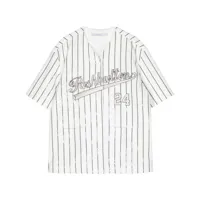 pushbutton t-shirt rayé à logo imprimé - blanc