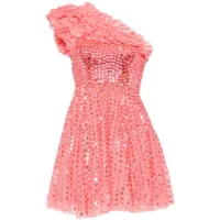 needle & thread robe courte raindrop à une épaule - rose