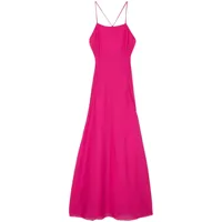 emporio armani robe longue évasée à rayures - rose