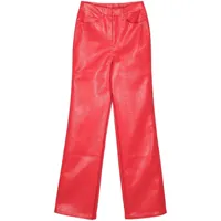 rotate birger christensen pantalon droit en cuir artificiel - rouge
