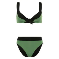 fisico bikini noué à design colour block - vert
