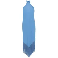 taller marmo robe longue frangée à dos nu - bleu