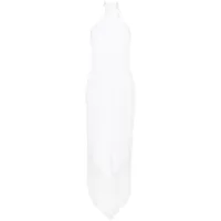taller marmo robe longue frangée à dos nu - blanc