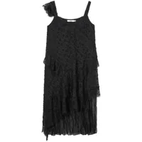 b+ab robe mi-longue à bordures en dentelle - noir
