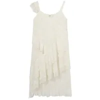b+ab robe mi-longue à bordures en dentelle - blanc