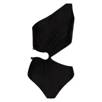 self-portrait maillot de bain drapé à une épaule - noir