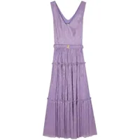 nissa robe longue à taille ceinturée - violet