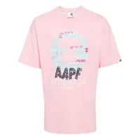 aape by *a bathing ape® theme graphic-print cotton t-shirt - rose