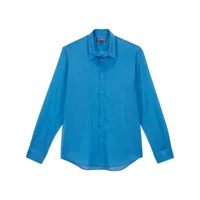 vilebrequin chemise en coton biologique à broderie tortue - bleu