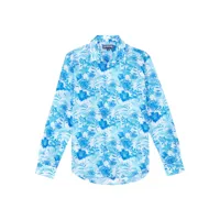 vilebrequin chemise en coton à fleurs - bleu