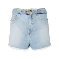 twinset short en jean à taille ceinturée - bleu