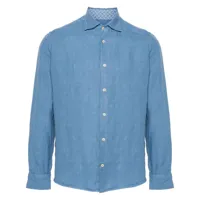 drumohr chemise en lin à col classique - bleu