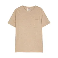 mc2 saint barth logo-embroidered linen t-shirt - tons neutres