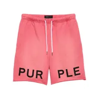 purple brand short de sport en coton à logo imprimé - rose