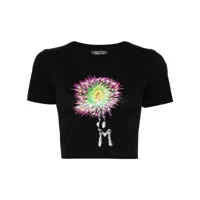 mugler t-shirt crop anemone en coton - noir