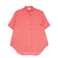 michael michael kors chemise satinée empire à logo imprimé - rose