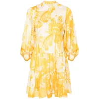 erdem robe-chemise en coton à fleurs - jaune
