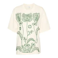 nanushka wren floral-embroidered t-shirt - tons neutres