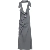low classic robe mi-longue à design drapé - gris