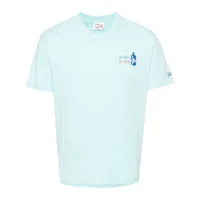 mc2 saint barth gin vita-embroidered cotton t-shirt - bleu