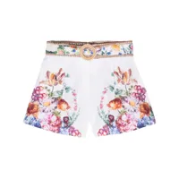 camilla plumes and parterres linen shorts - blanc