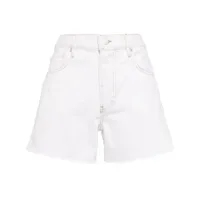 frame frayed-edge denim mini shorts - blanc