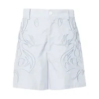 feng chen wang motif-embroidered cotton shorts - bleu