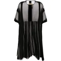 uma wang robe mi-longue rayée à effet de transparence - noir