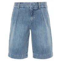 alice + olivia pleat-detail denim shorts - bleu