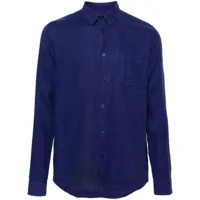 vilebrequin chemise en lin à poche plaquée - bleu