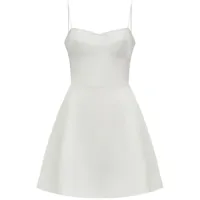 12 storeez slip linen-cotton mini dress - blanc
