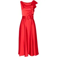 nissa robe longue en satin à coupe évasée - rouge