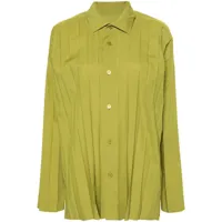 homme plissé issey miyake chemise edge à design plissé - vert