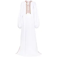 ermanno scervino robe longue en lin à coutures contrastantes - blanc