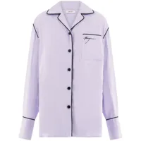 ferragamo logo-embroidered pyjama shirt - violet