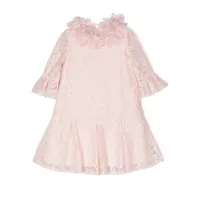 marchesa kids couture robe évasée en dentelle - rose