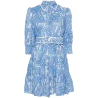 mc2 saint barth robe-chemise en coton à imprimé cachemire - bleu