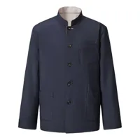 shanghai tang veste réversible à col montant - bleu