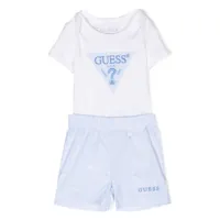 guess kids logo-embroidered cotton short set (set of two) - blanc